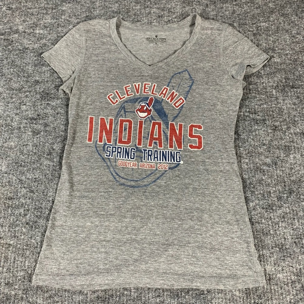 Soft As A Grape Cleveland Indians T Shirt Womens Small Gray Spring Training 2012